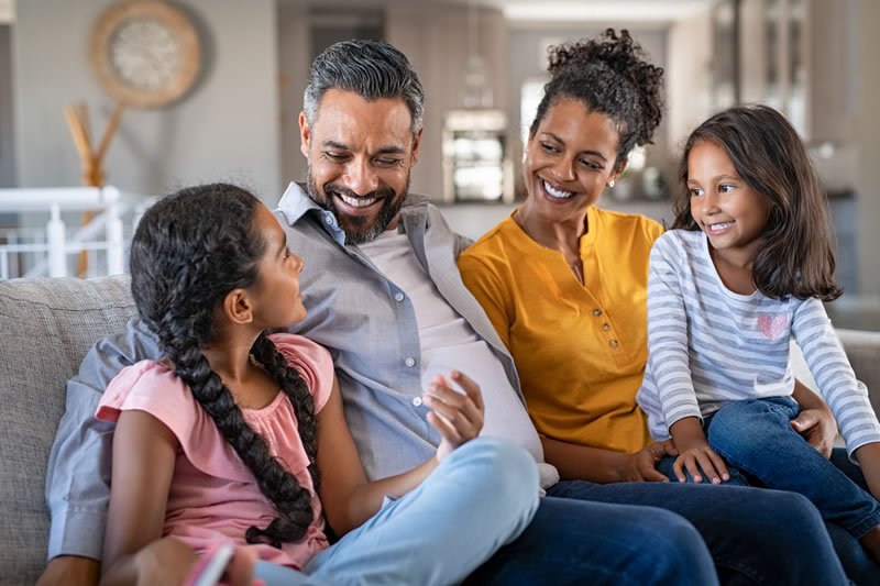 Happy and protected family